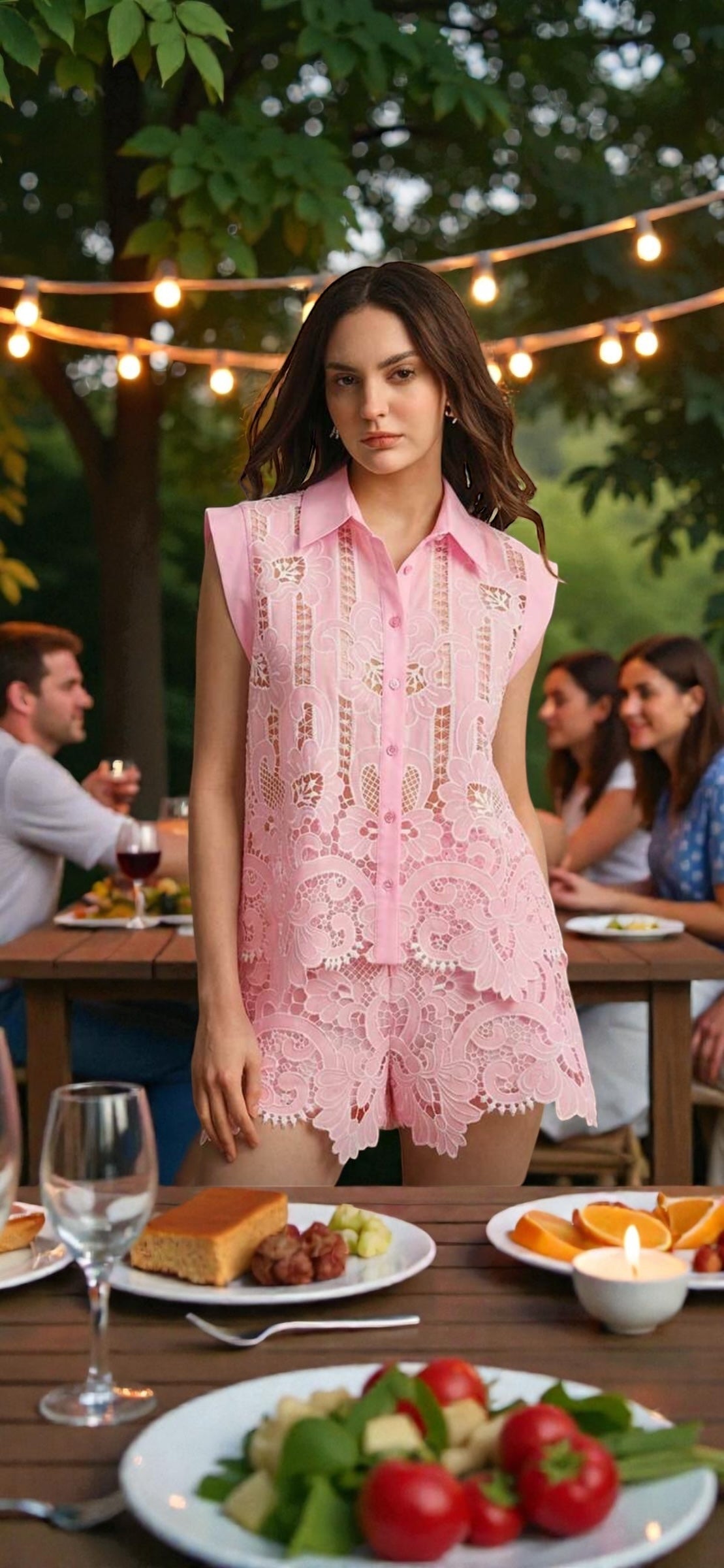 Combishort Rose Broderie Anglaise – Minimalisme Romantique Été