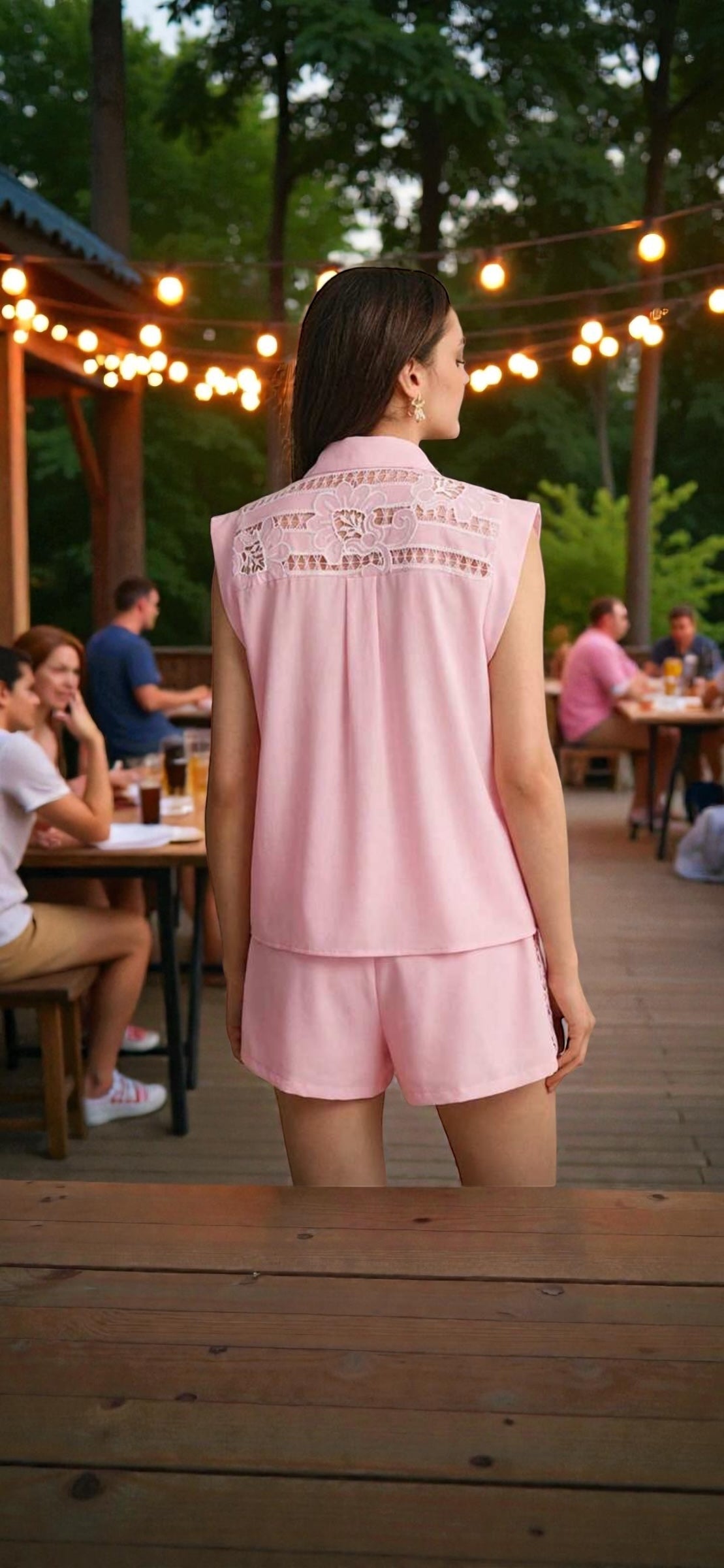 Combishort Rose Broderie Anglaise – Minimalisme Romantique Été